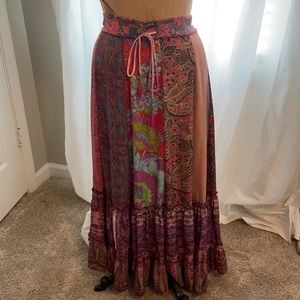 Mixed Print Maxi Skirt